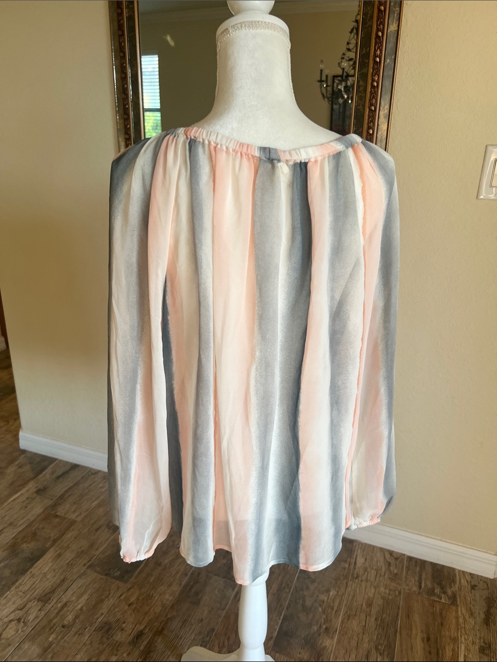 lovestitch Pastel Striped Sheer Blouse in Soft Blue and Pink - Picture 7 of 13